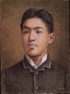 高野房太郎 19歳　1888（明治21）年5月　桑港にて撮影の写真による矢崎千代二画《高野房太郎肖像》